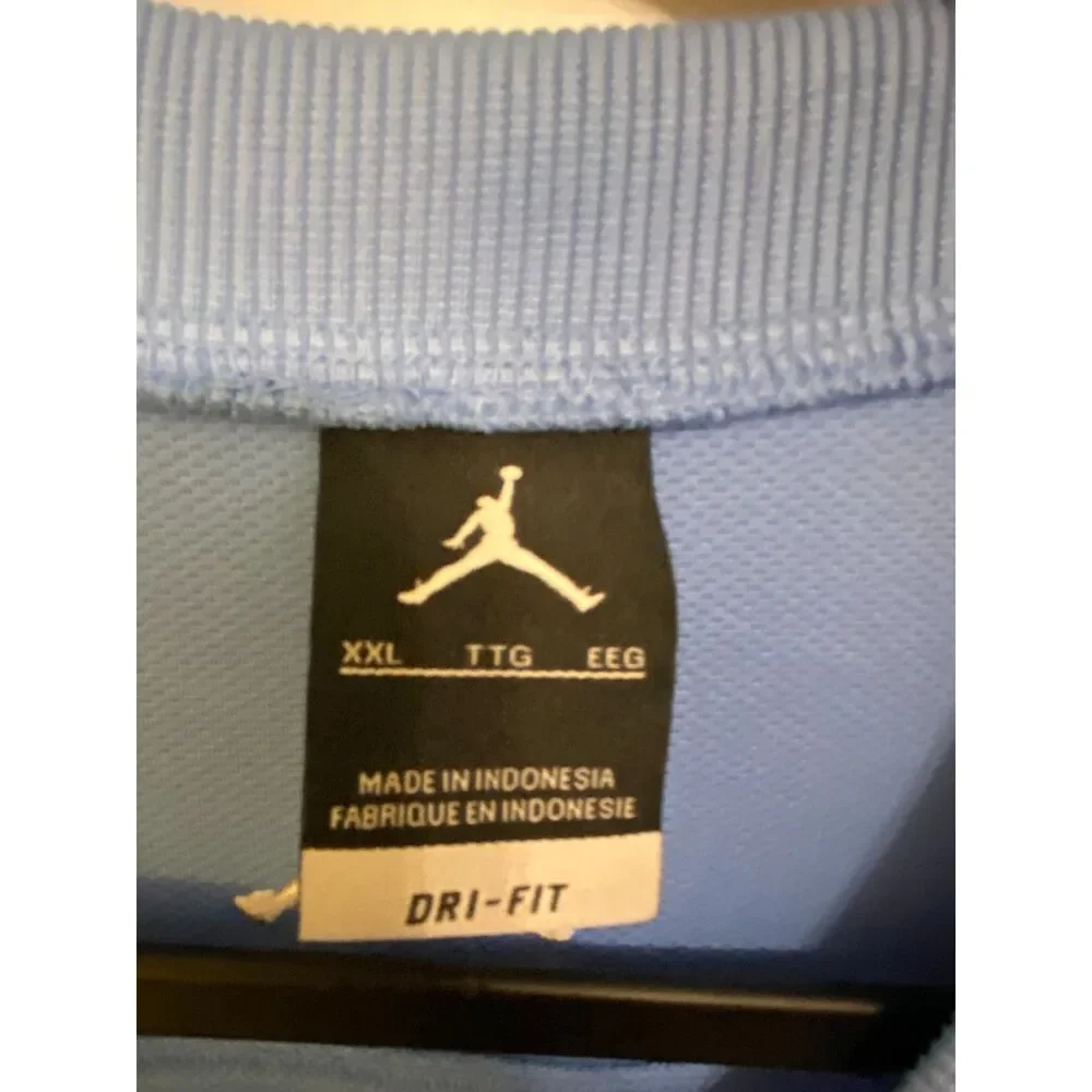Jordan UNC Tar Heels Dri-FIT Long Sleeve Performance Shirt Blue White XXL